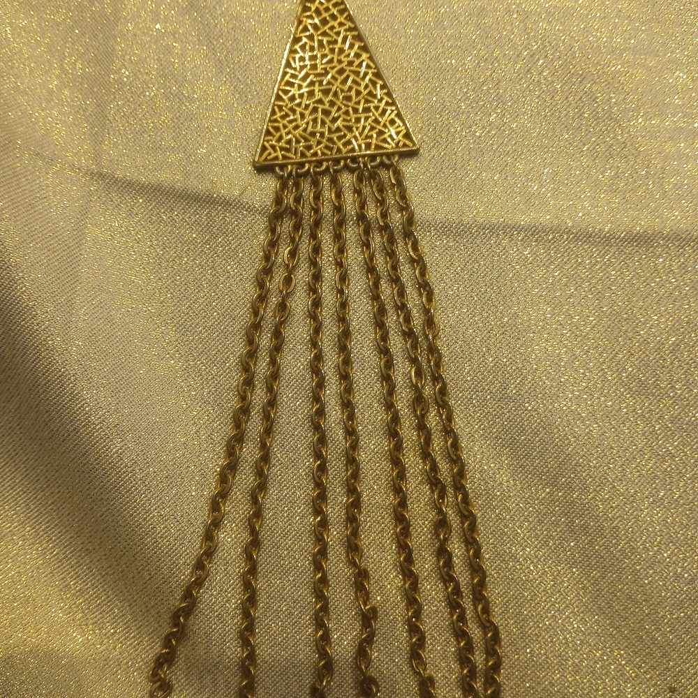 GOLD-TONE NECKLACE WITH STUNNING PENDANT - Picture 3 of 4